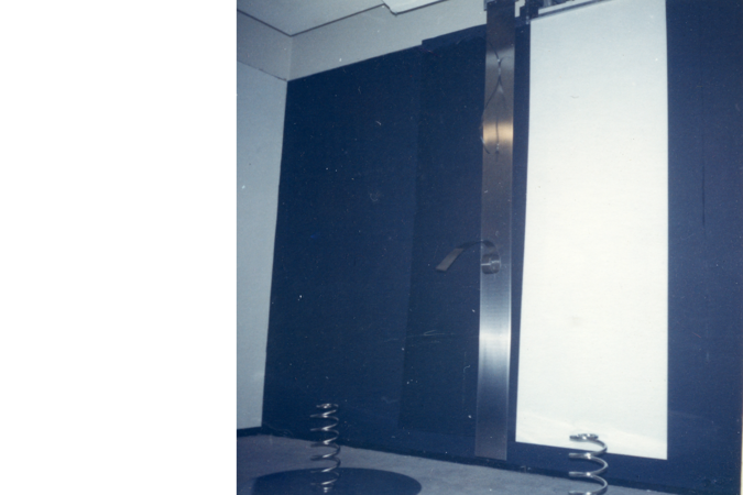 An archival photograph of Len Lye's kinetic sculpture Storm installed in 1969. 