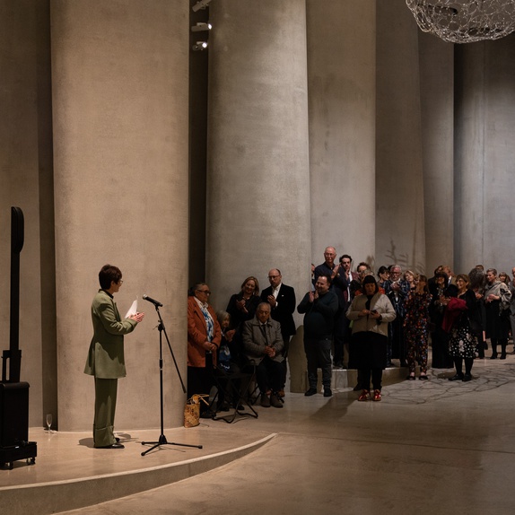 Govett Brewster Art Gallery Len Lye Centre Director Zara Stanhope Delivers Opening Speeches. Image Hayley Bethell.